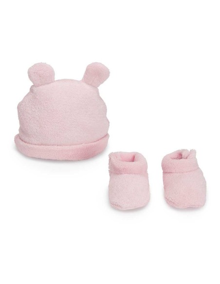 Gorrito y Patucos Bebé Osito Rosa